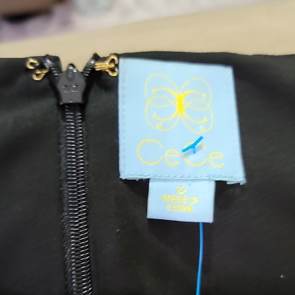 CeCe Black Mini Dress with Red Floral Design - Picture 2 of 4